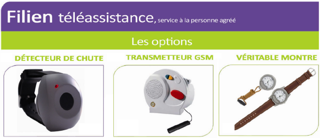 Les Options tÃ©lÃ©assistance de Filien ADMR : dÃ©tection de chute, TÃ©lÃ©assistance GSM-GPRS, DÃ©tecteur de fumÃ©e