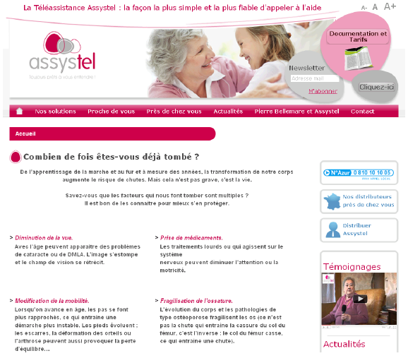 Site internet téléassistance Assystel