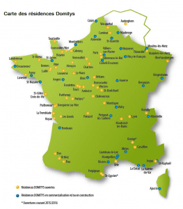 Carte des résidences Domitys en France