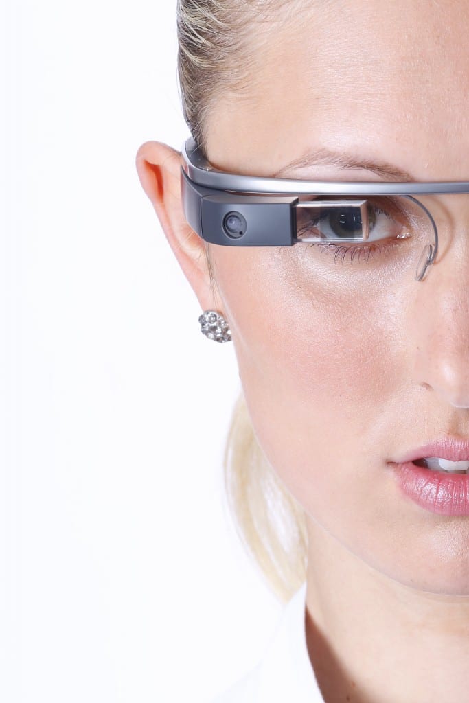 Google Glass on a model's head