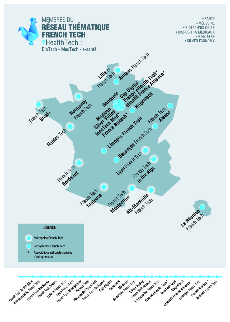 Carte réseau thématique French Tech Health
