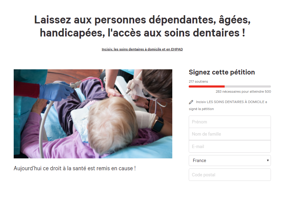 Petition Incisiv - Accès soins dentaires à domicile et en EHPAD