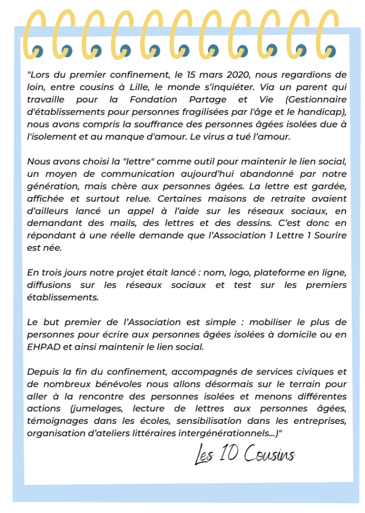 1 lettre 1 sourire - la lettre des dix cousins