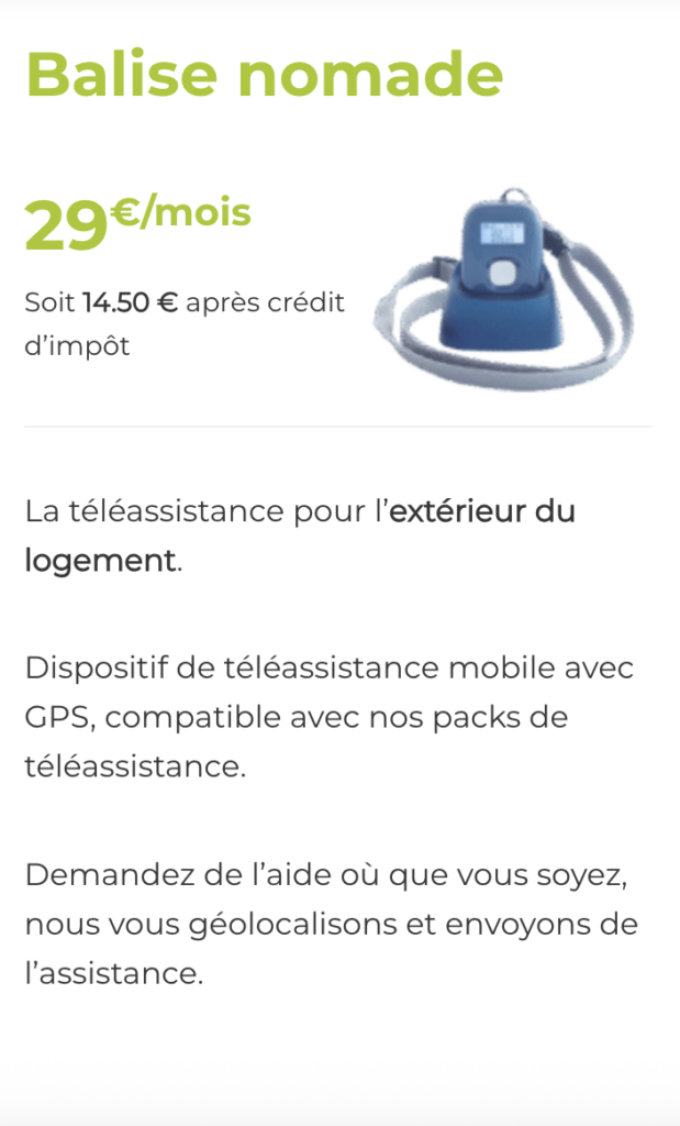 balise nomade Téléassistance Sérénité